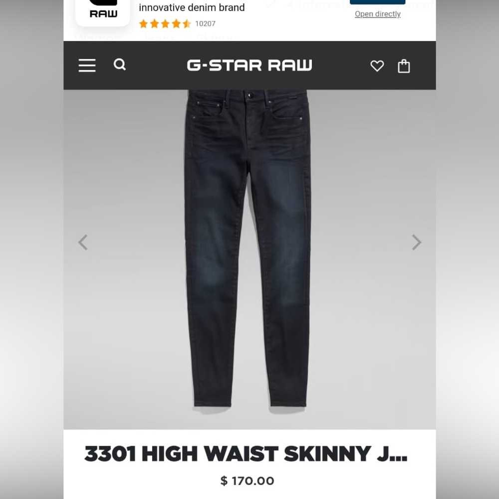 G Star RAW high waist skinny jeans dark aged color